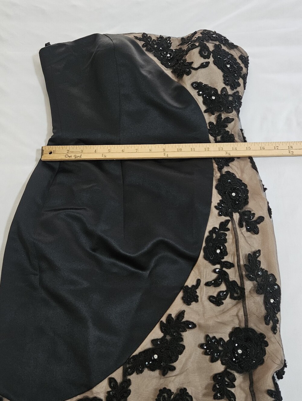 Cache Black Strapless Sequin Floral Mesh Mermaid Evening Gown Dress 8 - Picture 14 of 16